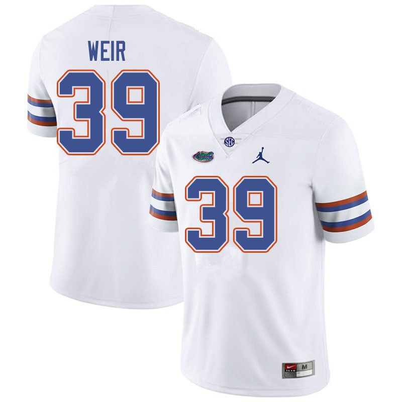 Men's NCAA Florida Gators Michael Weir #39 Stitched Authentic Jordan Brand White College Football Jersey GEI0765HH